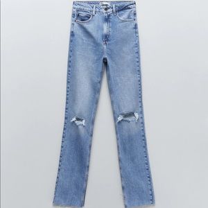 Zara Light Blue Distressed Women Jeans